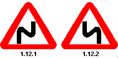 Дорожный знак 1.12.1 опасные повороты. Знак 1.11.2 опасный поворот. Знак 1.12.1. опасные повороты (с первым поворотом направо). Знаки 1.12.1 – 1.12.2 «опасные повороты».