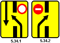 5.34 2. 6.19.2 Предварительный указатель перестроения на другую проезжую часть. Дорожные знаки перестроения. 6.19.1 Дорожный знак. Знак 6.19.1 и 6.19.2.